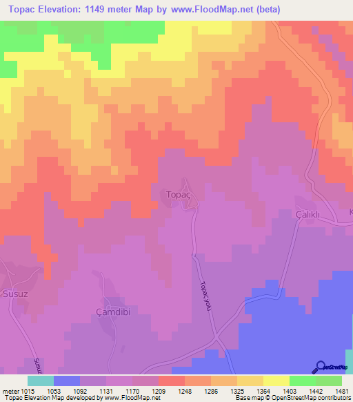 Topac,Turkey Elevation Map