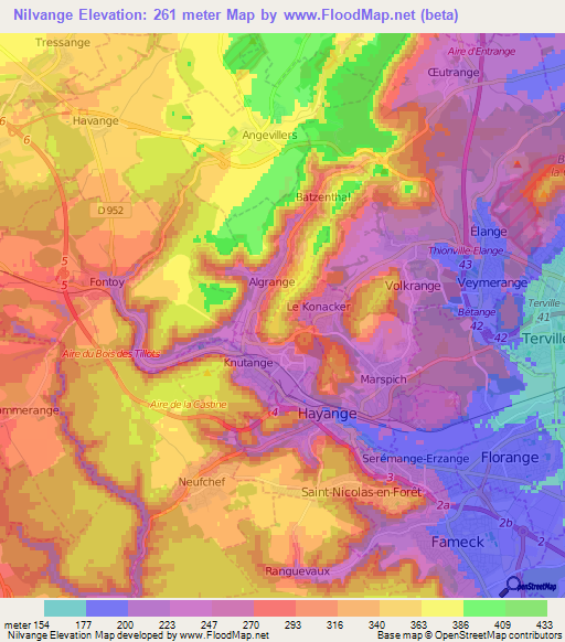 Nilvange,France Elevation Map