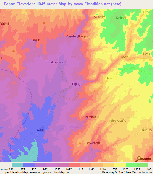 Topac,Turkey Elevation Map