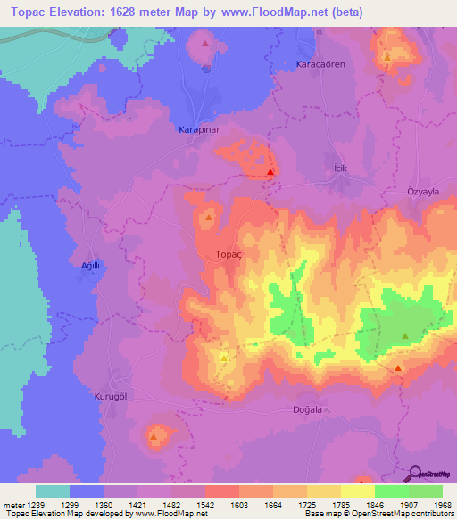 Topac,Turkey Elevation Map