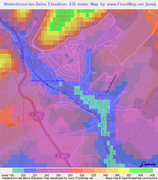 Niederbronn-les-Bains,France Elevation Map