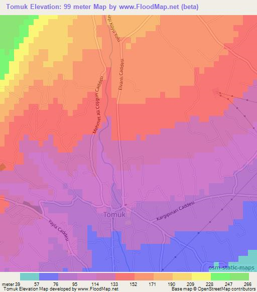 Tomuk,Turkey Elevation Map