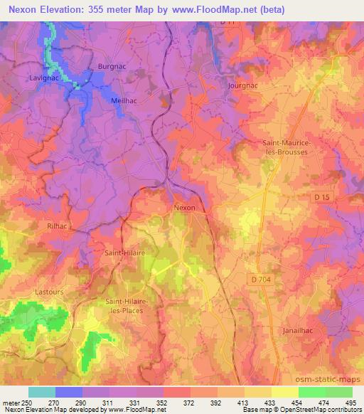 Nexon,France Elevation Map