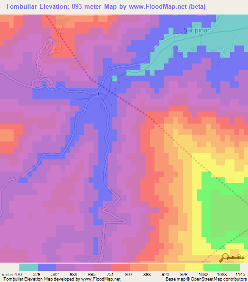 Tombullar,Turkey Elevation Map