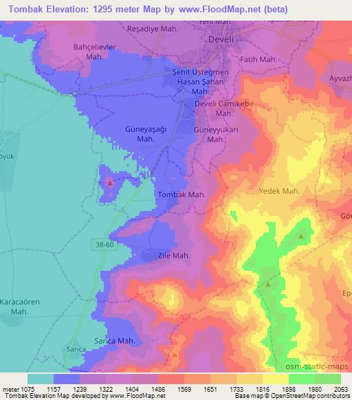 Tombak,Turkey Elevation Map