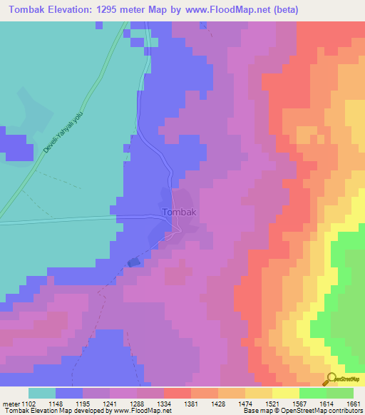 Tombak,Turkey Elevation Map