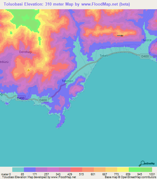 Toluobasi,Turkey Elevation Map