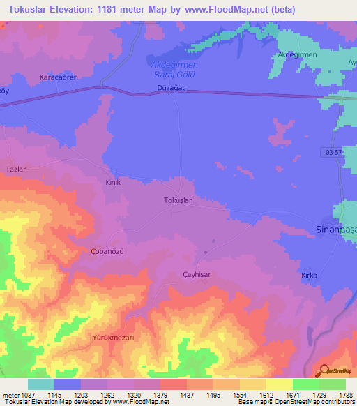 Tokuslar,Turkey Elevation Map