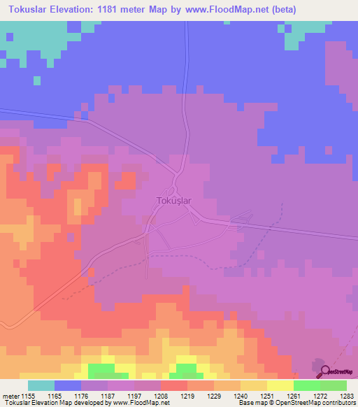 Tokuslar,Turkey Elevation Map