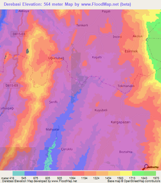 Derebasi,Turkey Elevation Map