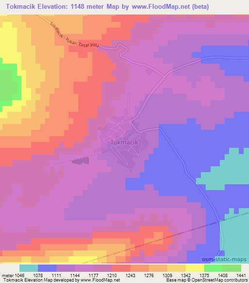 Tokmacik,Turkey Elevation Map