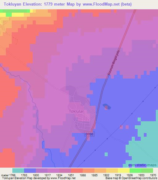 Tokluyan,Turkey Elevation Map