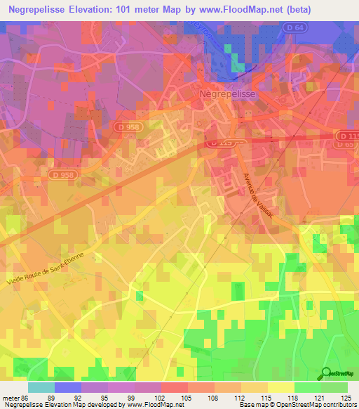 Negrepelisse,France Elevation Map