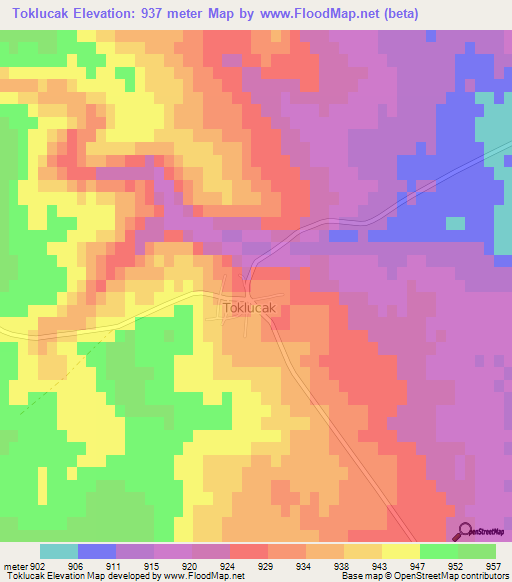 Toklucak,Turkey Elevation Map