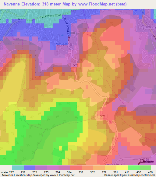 Navenne,France Elevation Map