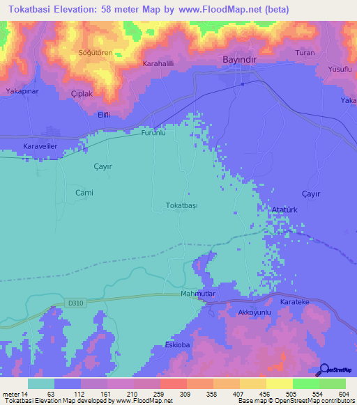 Tokatbasi,Turkey Elevation Map