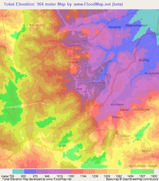 Tokat,Turkey Elevation Map