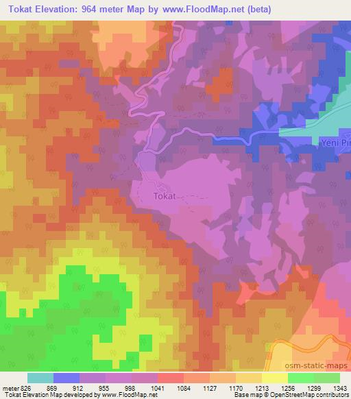 Tokat,Turkey Elevation Map