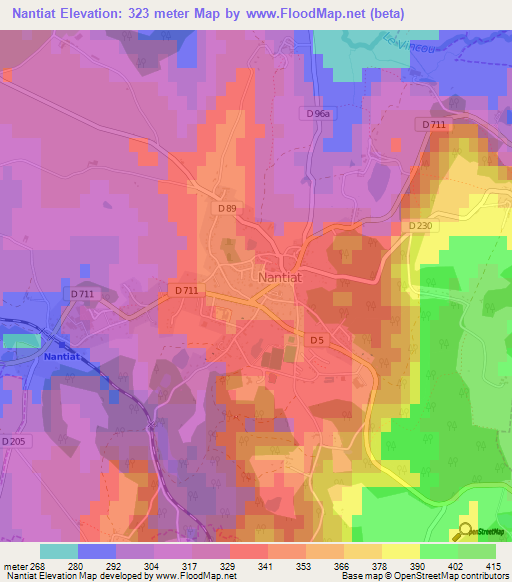 Nantiat,France Elevation Map