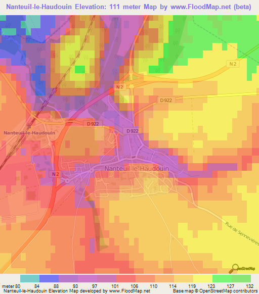 Nanteuil-le-Haudouin,France Elevation Map