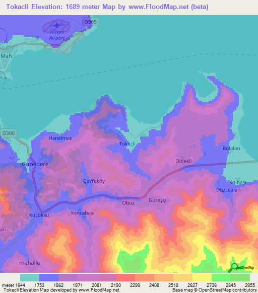 Tokacli,Turkey Elevation Map