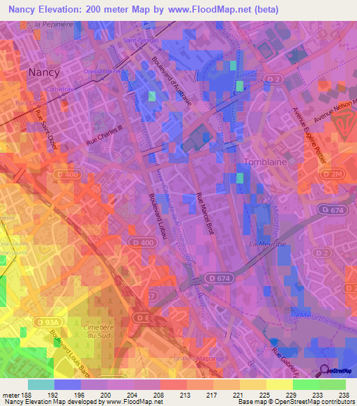 Nancy,France Elevation Map