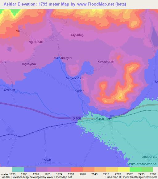 Asitlar,Turkey Elevation Map