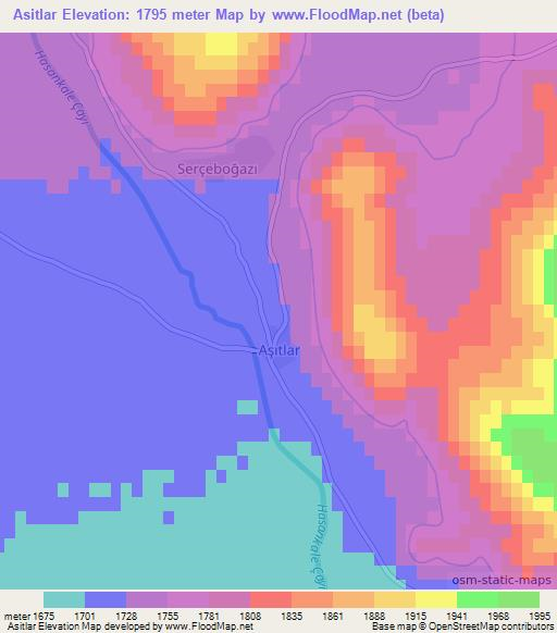 Asitlar,Turkey Elevation Map