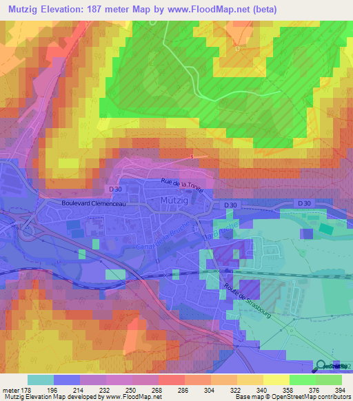 Mutzig,France Elevation Map