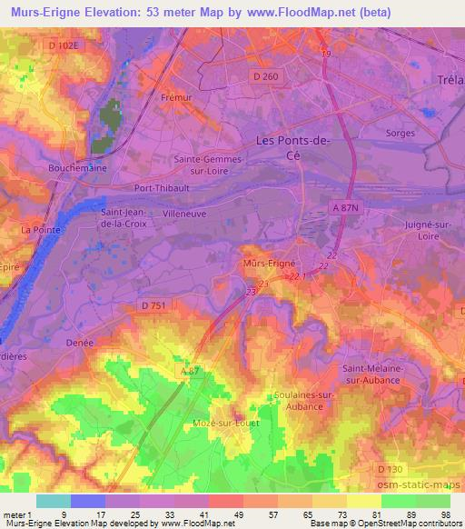 Murs-Erigne,France Elevation Map