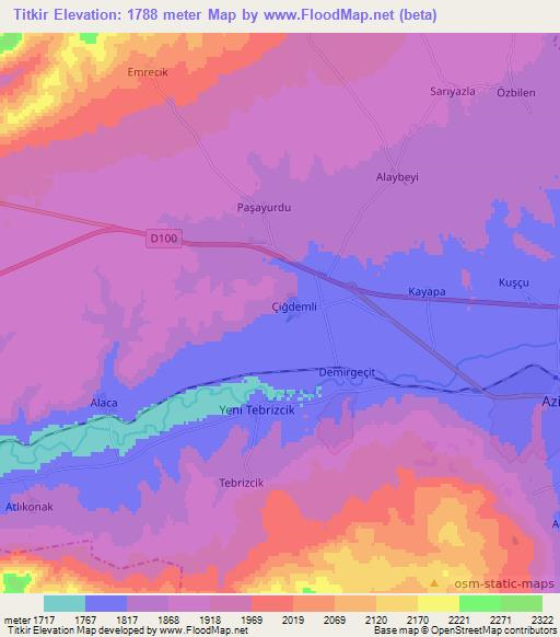 Titkir,Turkey Elevation Map