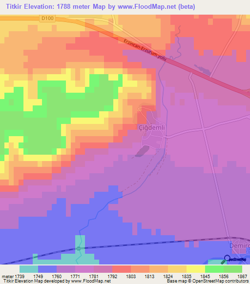 Titkir,Turkey Elevation Map