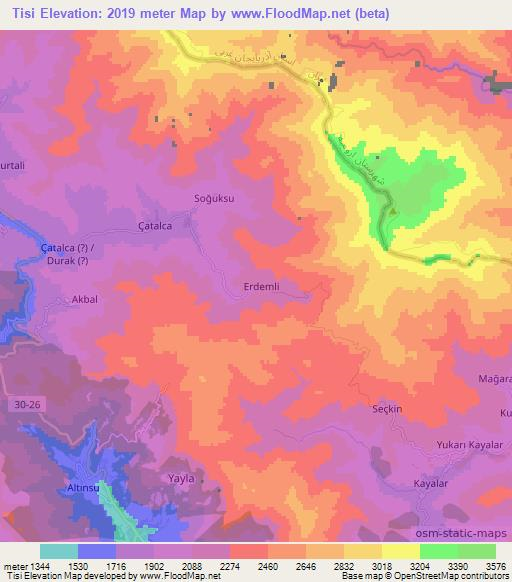 Tisi,Turkey Elevation Map