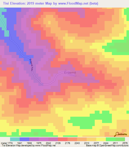 Tisi,Turkey Elevation Map