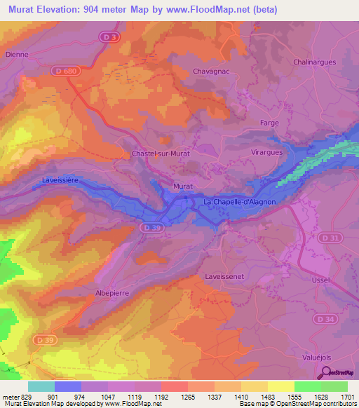 Murat,France Elevation Map