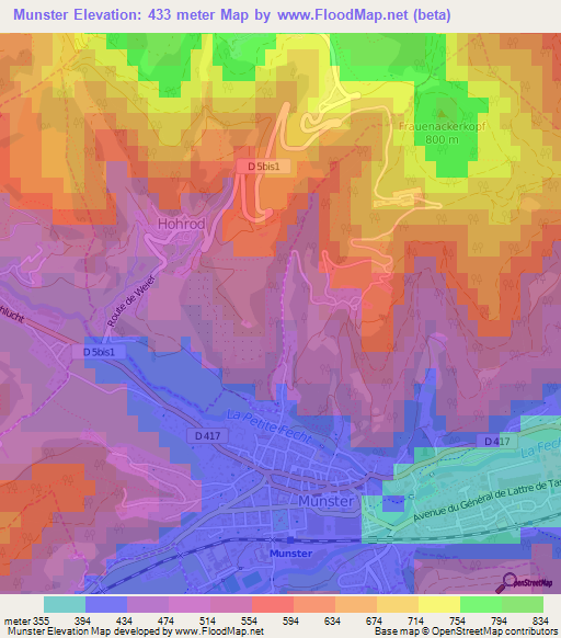 Munster,France Elevation Map