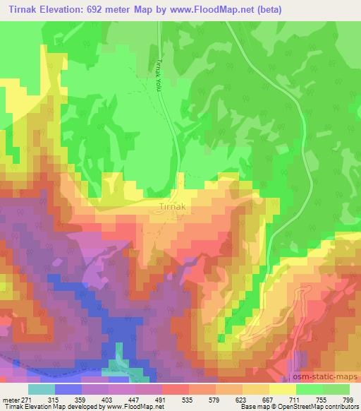 Tirnak,Turkey Elevation Map