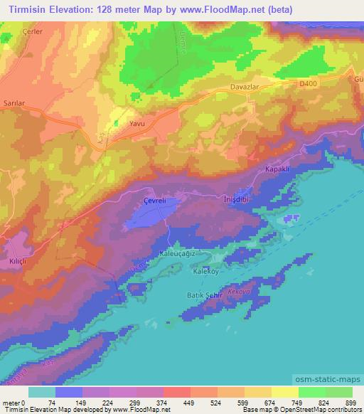 Tirmisin,Turkey Elevation Map