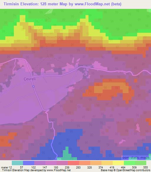 Tirmisin,Turkey Elevation Map