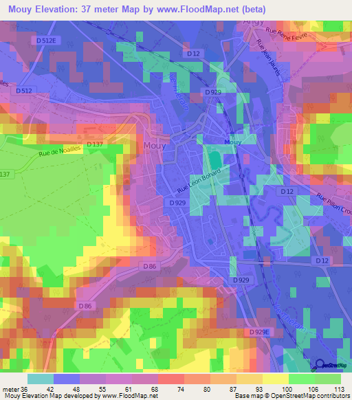 Mouy,France Elevation Map