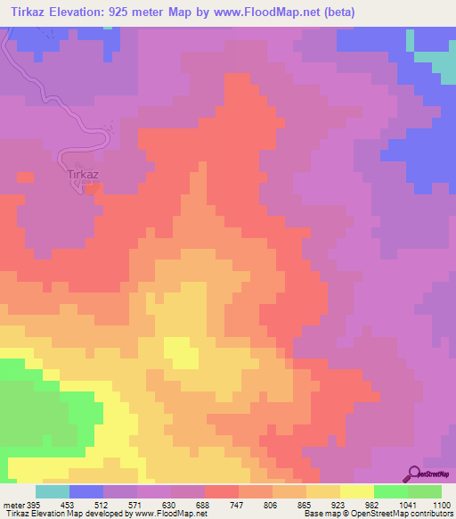 Tirkaz,Turkey Elevation Map