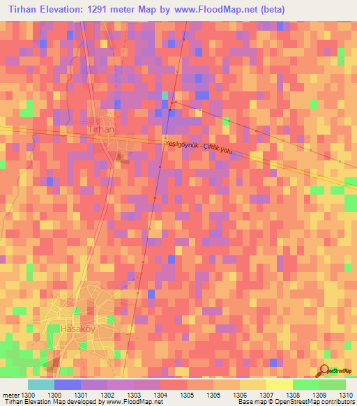 Tirhan,Turkey Elevation Map