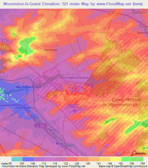 Mourmelon-le-Grand,France Elevation Map