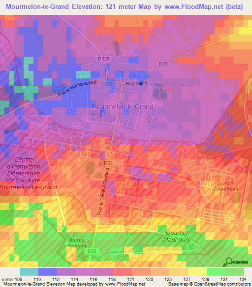 Mourmelon-le-Grand,France Elevation Map