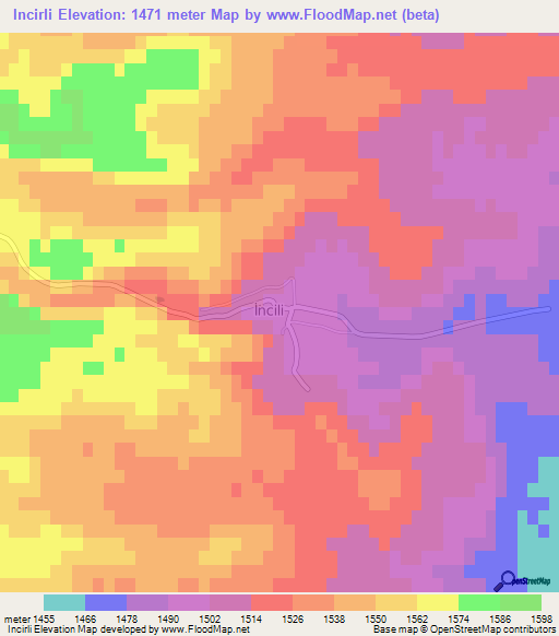 Incirli,Turkey Elevation Map