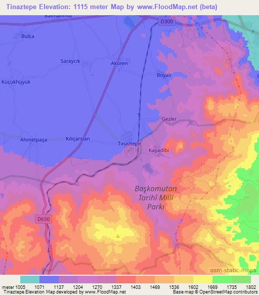 Tinaztepe,Turkey Elevation Map