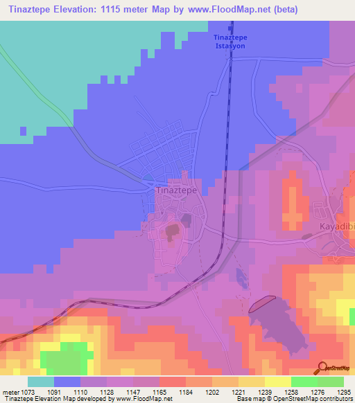 Tinaztepe,Turkey Elevation Map