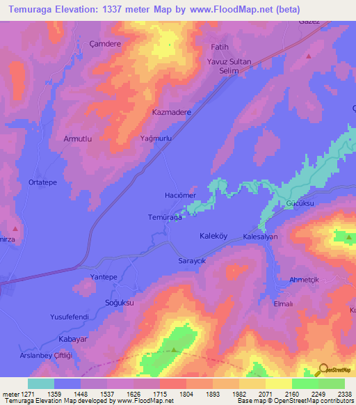 Temuraga,Turkey Elevation Map