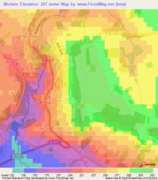 Mortain,France Elevation Map