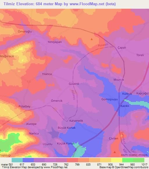 Tilmiz,Turkey Elevation Map